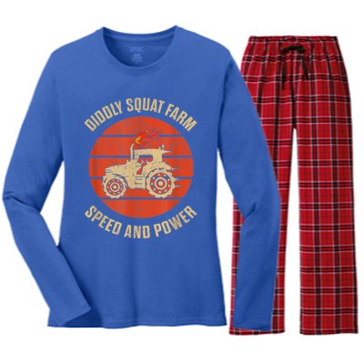 Perfect Tractor Design Diddly Squat Farm Speed And Power Women's Long Sleeve Flannel Pajama Set 