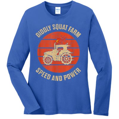 Perfect Tractor Design Diddly Squat Farm Speed And Power Ladies Long Sleeve Shirt