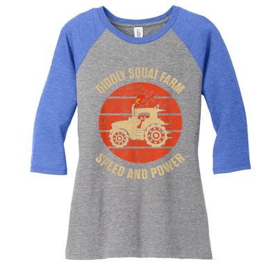 Perfect Tractor Design Diddly Squat Farm Speed And Power Women's Tri-Blend 3/4-Sleeve Raglan Shirt