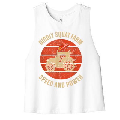 Perfect Tractor Design Diddly Squat Farm Speed And Power Women's Racerback Cropped Tank