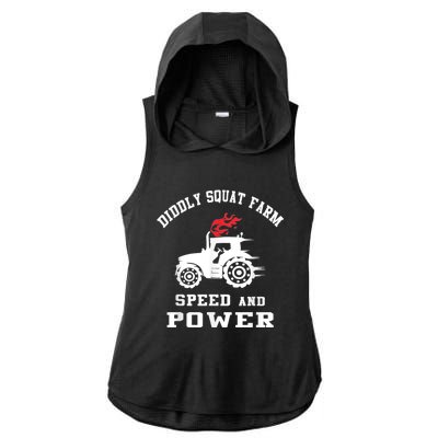 Perfect Tractor Design Diddly Squat Farm Speed And Power Ladies PosiCharge Tri-Blend Wicking Draft Hoodie Tank