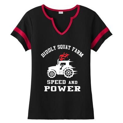 Perfect Tractor Design Diddly Squat Farm Speed And Power Ladies Halftime Notch Neck Tee