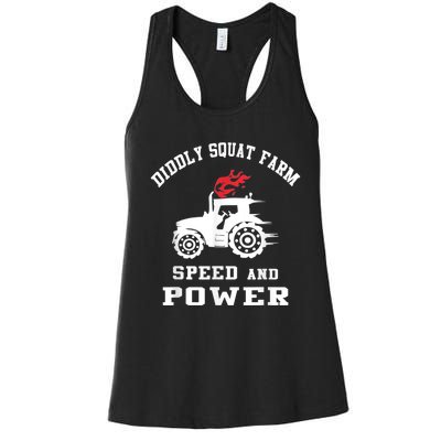 Perfect Tractor Design Diddly Squat Farm Speed And Power Women's Racerback Tank