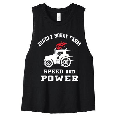 Perfect Tractor Design Diddly Squat Farm Speed And Power Women's Racerback Cropped Tank