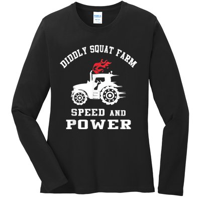 Perfect Tractor Design Diddly Squat Farm Speed And Power Ladies Long Sleeve Shirt