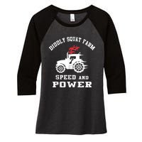 Perfect Tractor Design Diddly Squat Farm Speed And Power Women's Tri-Blend 3/4-Sleeve Raglan Shirt