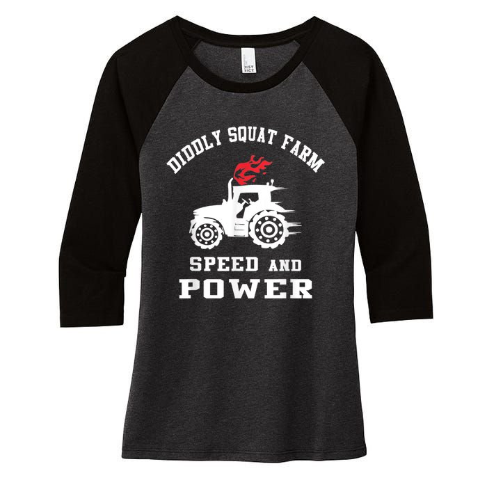 Perfect Tractor Design Diddly Squat Farm Speed And Power Women's Tri-Blend 3/4-Sleeve Raglan Shirt