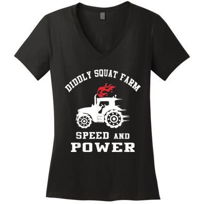 Perfect Tractor Design Diddly Squat Farm Speed And Power Women's V-Neck T-Shirt