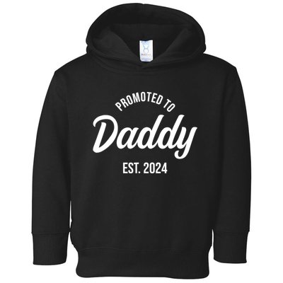 Promoted To Daddy 2024 Funny Humor New Dad Baby First Time Fathers Day Toddler Hoodie