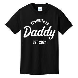 Promoted To Daddy 2024 Funny Humor New Dad Baby First Time Fathers Day Kids T-Shirt