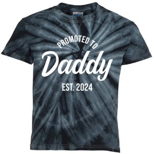 Promoted To Daddy 2024 Funny Humor New Dad Baby First Time Fathers Day Kids Tie-Dye T-Shirt