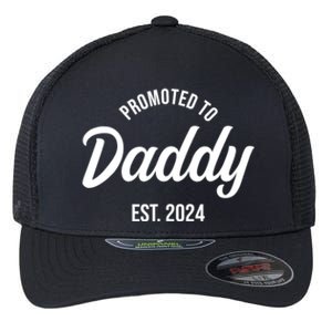 Promoted To Daddy 2024 Funny Humor New Dad Baby First Time Fathers Day Flexfit Unipanel Trucker Cap