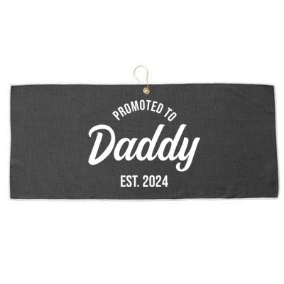 Promoted To Daddy 2024 Funny Humor New Dad Baby First Time Fathers Day Large Microfiber Waffle Golf Towel