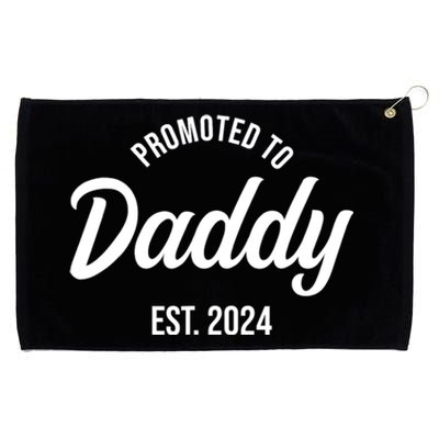 Promoted To Daddy 2024 Funny Humor New Dad Baby First Time Fathers Day Grommeted Golf Towel