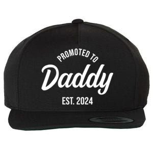 Promoted To Daddy 2024 Funny Humor New Dad Baby First Time Fathers Day Wool Snapback Cap