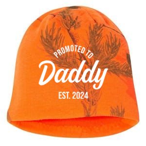 Promoted To Daddy 2024 Funny Humor New Dad Baby First Time Fathers Day Kati - Camo Knit Beanie