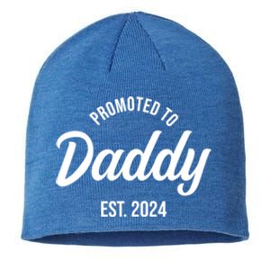 Promoted To Daddy 2024 Funny Humor New Dad Baby First Time Fathers Day Sustainable Beanie