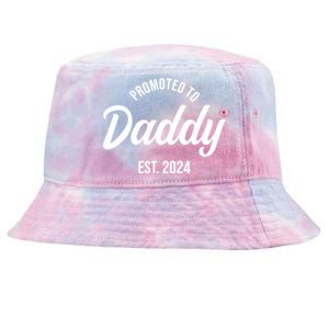 Promoted To Daddy 2024 Funny Humor New Dad Baby First Time Fathers Day Tie-Dyed Bucket Hat