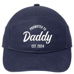 Promoted To Daddy 2024 Funny Humor New Dad Baby First Time Fathers Day 7-Panel Snapback Hat