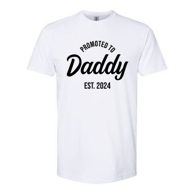 Promoted To Daddy 2024 Funny Humor New Dad Baby First Time Fathers Day Softstyle® CVC T-Shirt