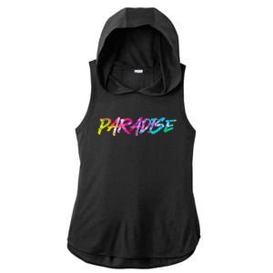 Paradise Tie Dye Colors Ladies PosiCharge Tri-Blend Wicking Draft Hoodie Tank