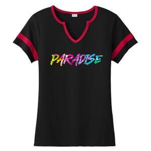 Paradise Tie Dye Colors Ladies Halftime Notch Neck Tee