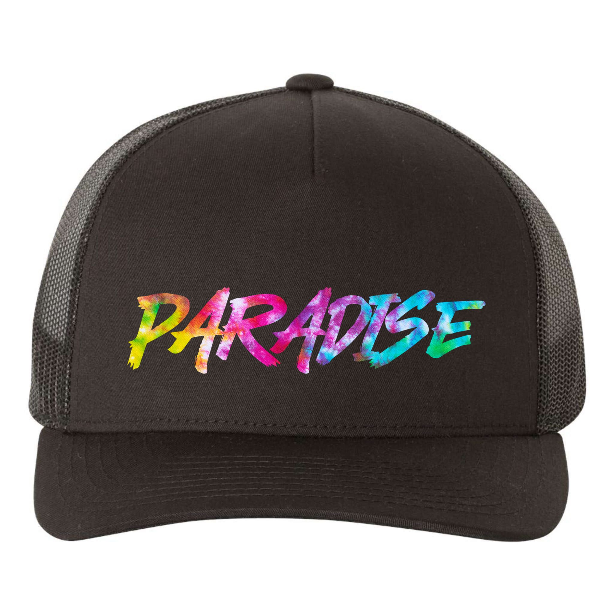 Paradise Tie Dye Colors Yupoong Adult 5-Panel Trucker Hat