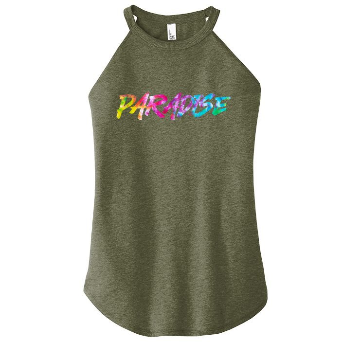 Paradise Tie Dye Colors Women's Perfect Tri Rocker Tank