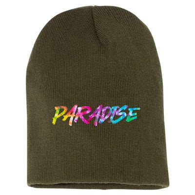 Paradise Tie Dye Colors Short Acrylic Beanie