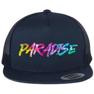 Paradise Tie Dye Colors Flat Bill Trucker Hat