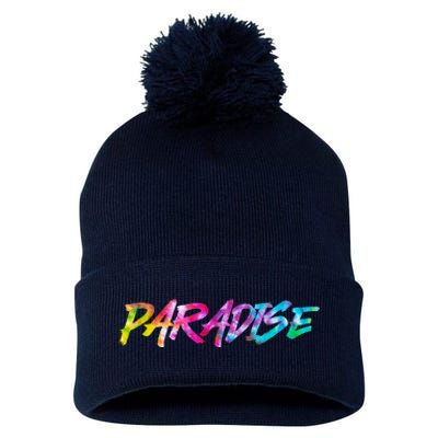 Paradise Tie Dye Colors Pom Pom 12in Knit Beanie