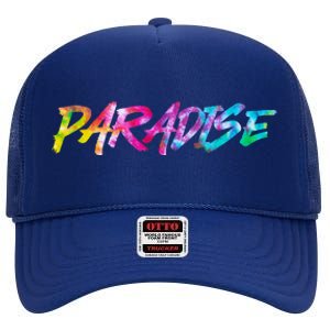 Paradise Tie Dye Colors High Crown Mesh Back Trucker Hat