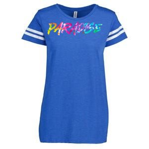 Paradise Tie Dye Colors Enza Ladies Jersey Football T-Shirt