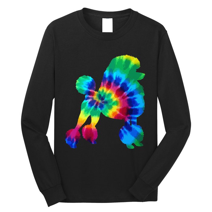 Poodle Tie Dye Vintage Hippie Dog Mom Dad Poodle Long Sleeve Shirt