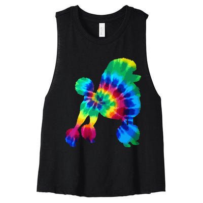 Poodle Tie Dye Vintage Hippie Dog Mom Dad Poodle Women's Racerback Cropped Tank