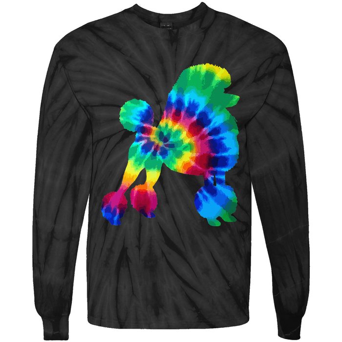 Poodle Tie Dye Vintage Hippie Dog Mom Dad Poodle Tie-Dye Long Sleeve Shirt