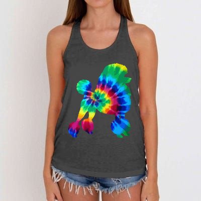 Poodle Tie Dye Vintage Hippie Dog Mom Dad Poodle Women's Knotted Racerback Tank