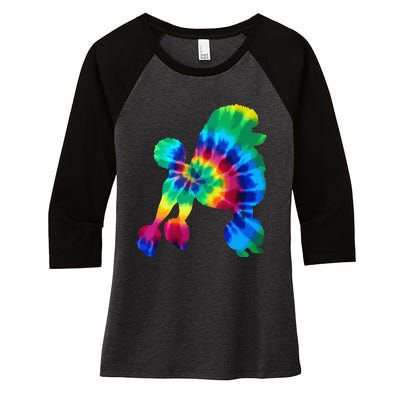 Poodle Tie Dye Vintage Hippie Dog Mom Dad Poodle Women's Tri-Blend 3/4-Sleeve Raglan Shirt