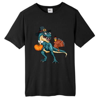 Pumpkin TRex Dabbing Turkey Thanksgiving Family Funny Gift Meaningful Gift Tall Fusion ChromaSoft Performance T-Shirt