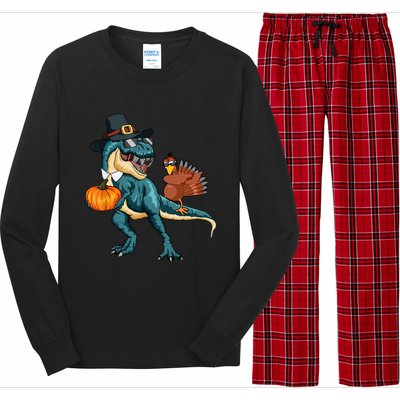 Pumpkin TRex Dabbing Turkey Thanksgiving Family Funny Gift Meaningful Gift Long Sleeve Pajama Set