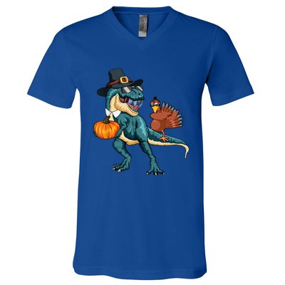 Pumpkin TRex Dabbing Turkey Thanksgiving Family Funny Gift Meaningful Gift V-Neck T-Shirt