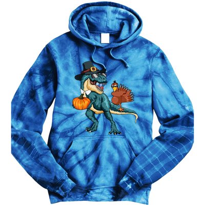 Pumpkin TRex Dabbing Turkey Thanksgiving Family Funny Gift Meaningful Gift Tie Dye Hoodie