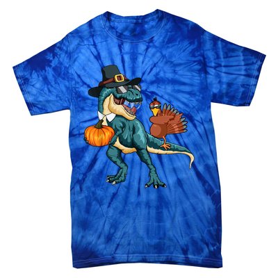 Pumpkin TRex Dabbing Turkey Thanksgiving Family Funny Gift Meaningful Gift Tie-Dye T-Shirt