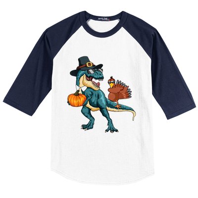 Pumpkin TRex Dabbing Turkey Thanksgiving Family Funny Gift Meaningful Gift Baseball Sleeve Shirt