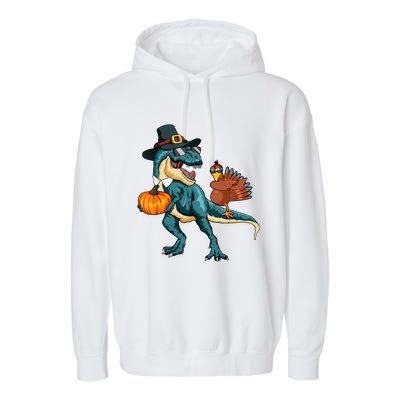 Pumpkin TRex Dabbing Turkey Thanksgiving Family Funny Gift Meaningful Gift Garment-Dyed Fleece Hoodie