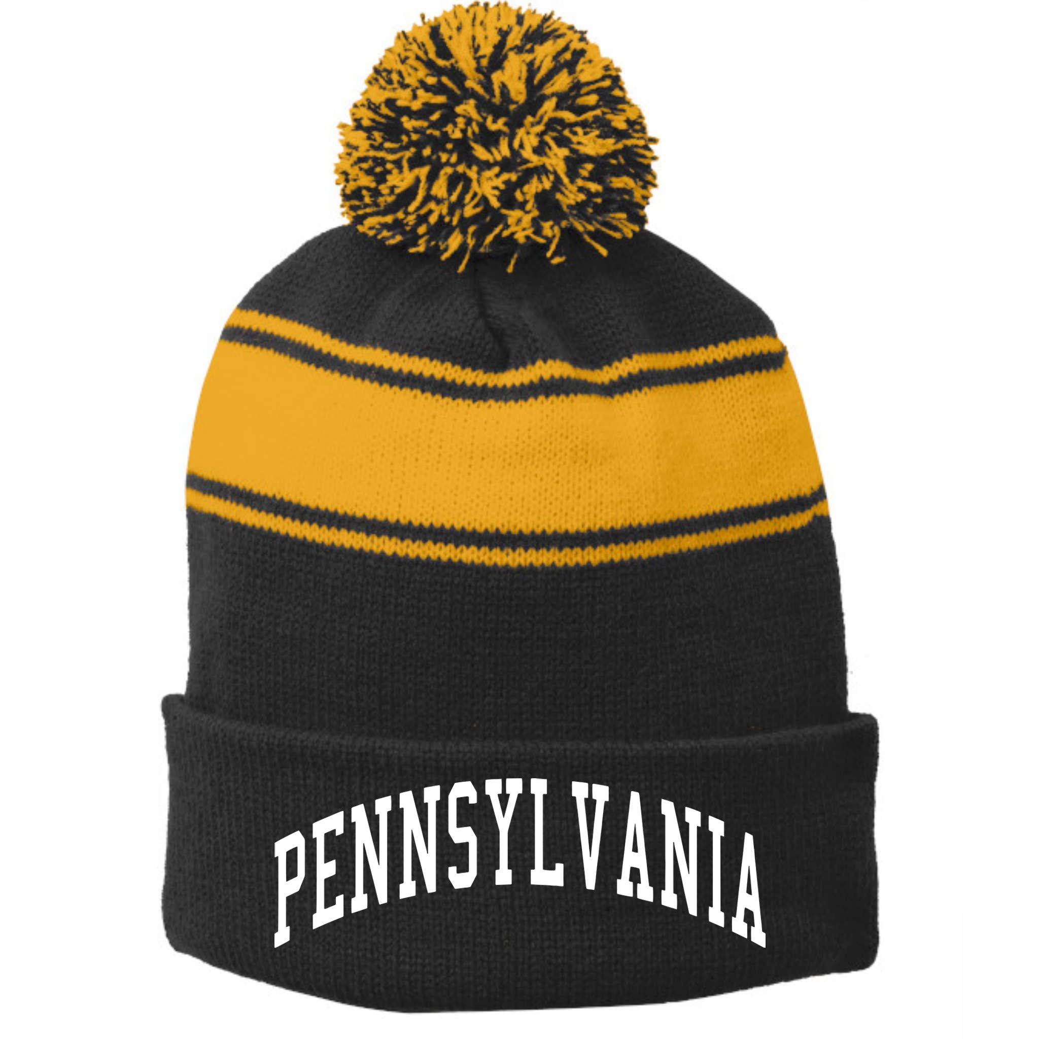 Pennsylvania Throwback Design Print Classic Stripe Pom Pom Beanie