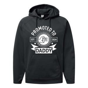 Promoted To Daddy Est 2024 Soon To Be Daddy Funny Pregnancy Announcement Performance Fleece Hoodie