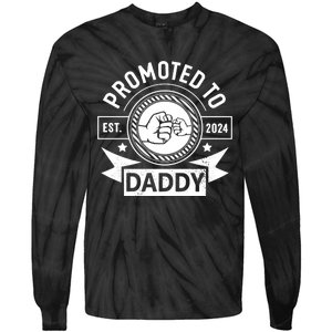 Promoted To Daddy Est 2024 Soon To Be Daddy Funny Pregnancy Announcement Tie-Dye Long Sleeve Shirt