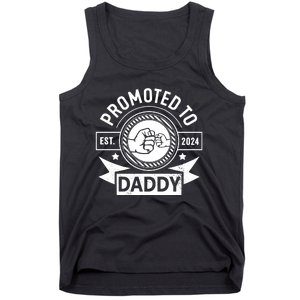 Promoted To Daddy Est 2024 Soon To Be Daddy Funny Pregnancy Announcement Tank Top