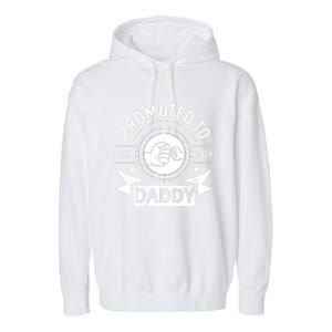 Promoted To Daddy Est 2024 Soon To Be Daddy Funny Pregnancy Announcement Garment-Dyed Fleece Hoodie